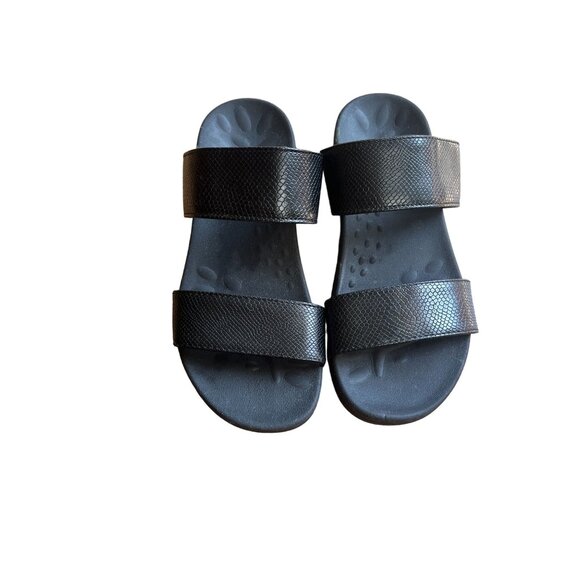 Megnia Womens Black Double Strap Slide Sandals Size 6 - Picture 1 of 4